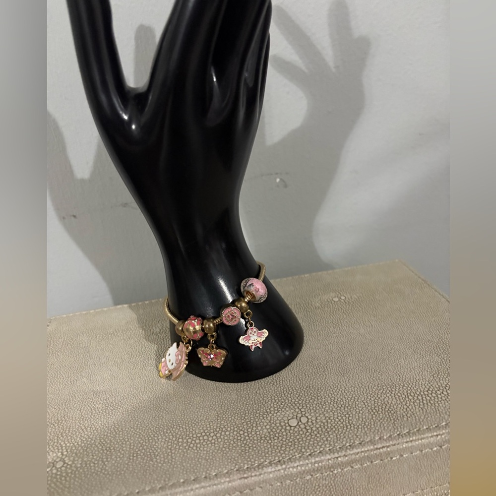 Gold and Pink Charm Bracelet - Picture 12 of 16